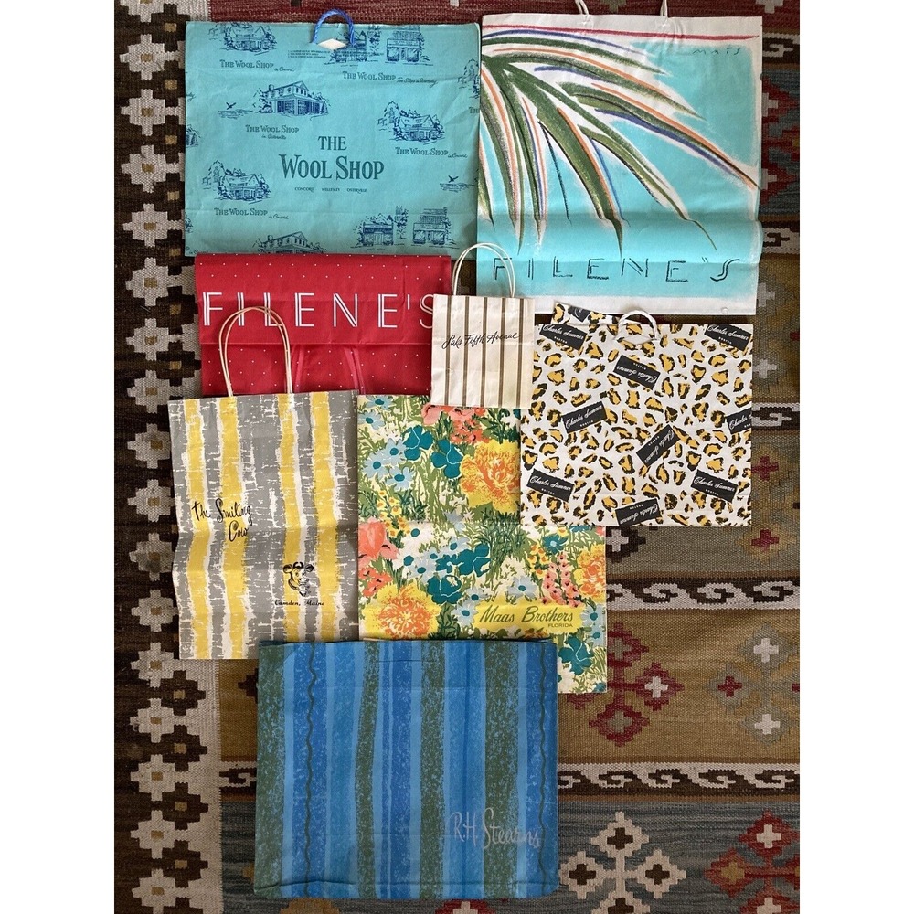 Vintage department store shopping bags Filenes Charles Sumner Saks Stearns 60's